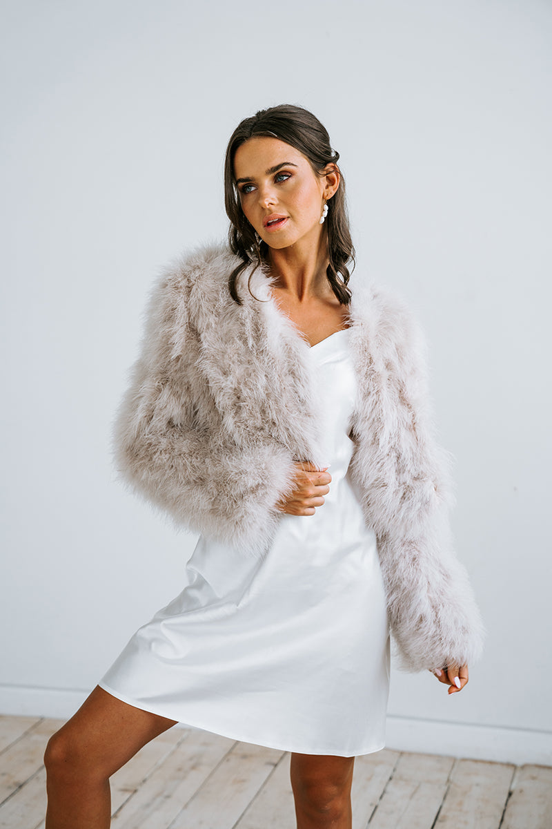 Feather Bridal Jacket, Wedding Day Jacket