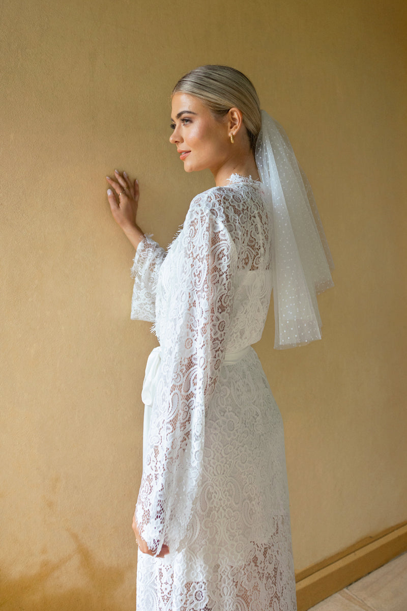 Lace Bridal Robe | White robe for the Bride