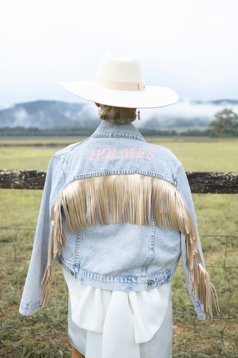 Gold Fringe Denim Jacket | Personalised Denim Jacket