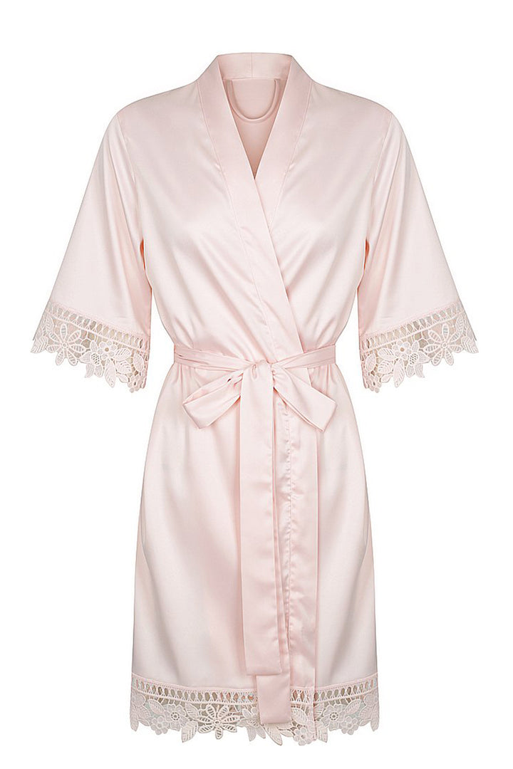 Lilah Lace Trim Robe Blush