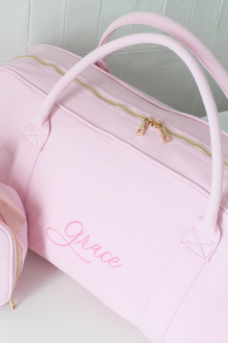 Personalised Duffle Bag | Custom Bag | Embroidered Duffle Bag Pink
