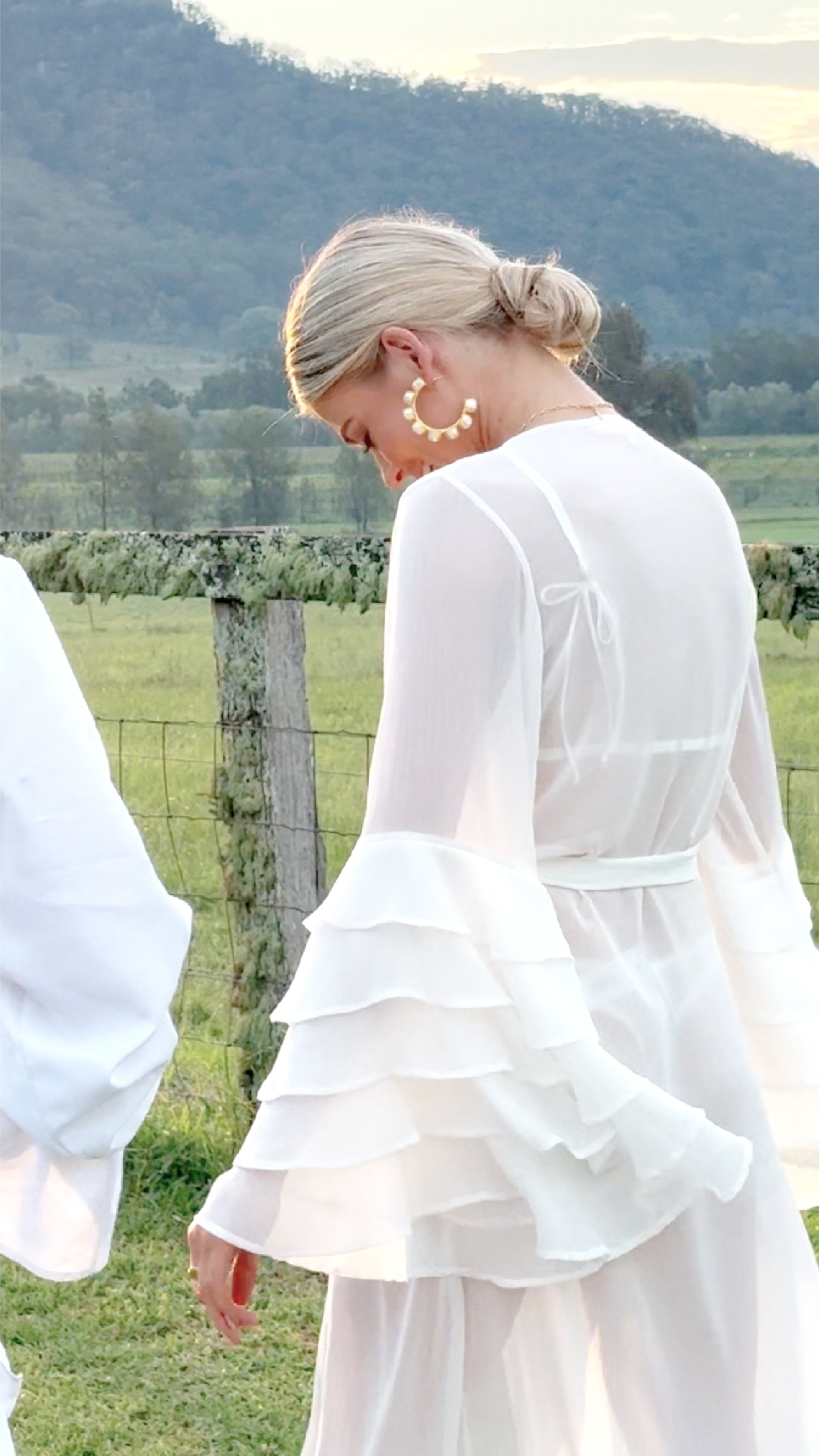 Ruffle Sleeve Bridal Robe | White robe for the Bride