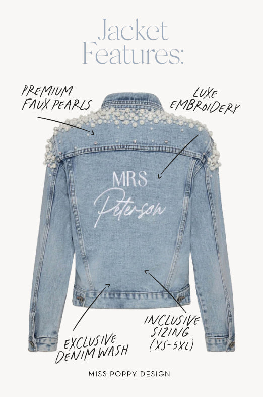 Bridal Denim Jacket | Personalised Pearl Jacket | Bride Denim Jacket