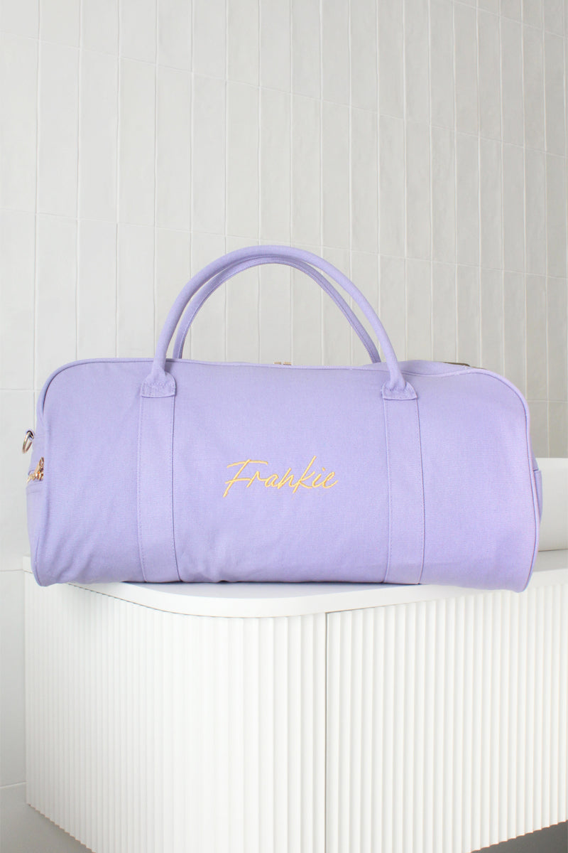 Personalised Duffle Bag with Name Lilac Purple