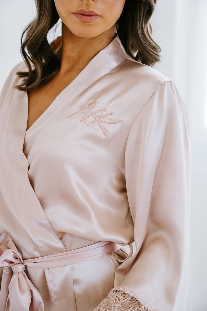 Lace Bridesmaid Robe | Blush Pink Robe | Satin Robe | Personalised Robe