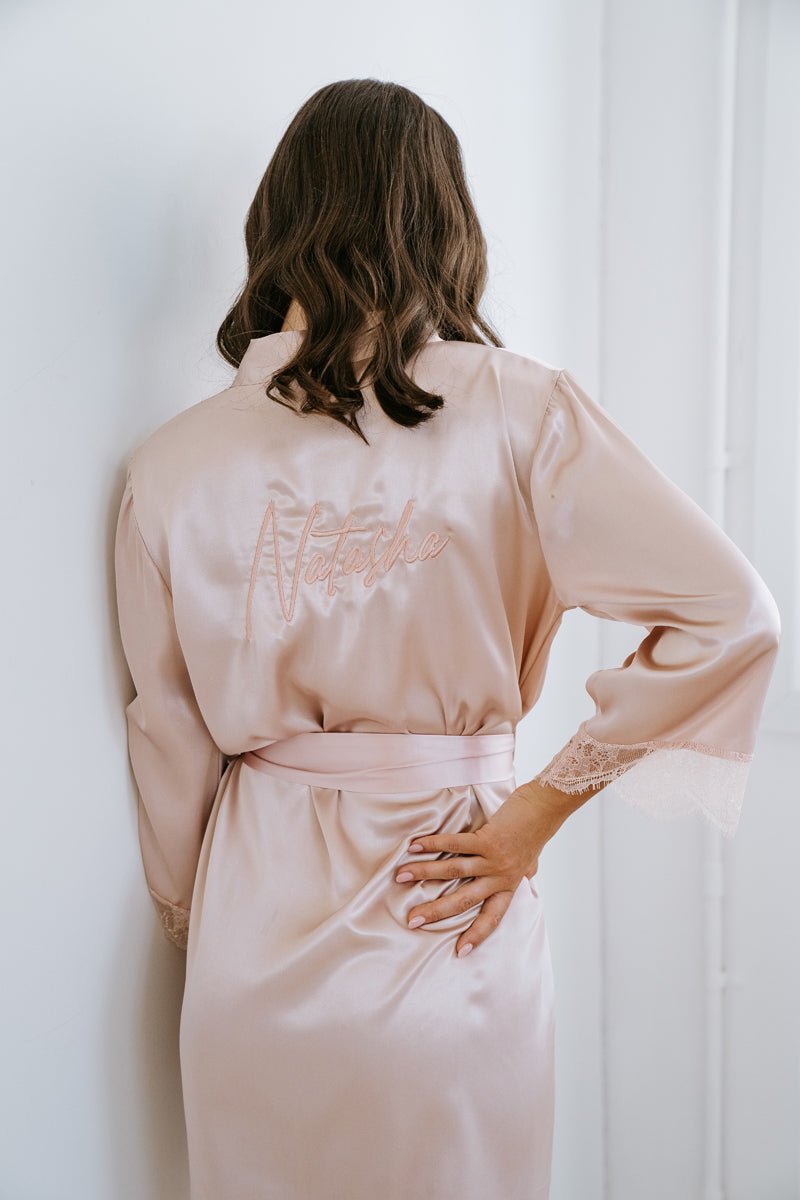 Lace Bridesmaid Robe | Blush Pink Robe | Satin Robe | Personalised Robe