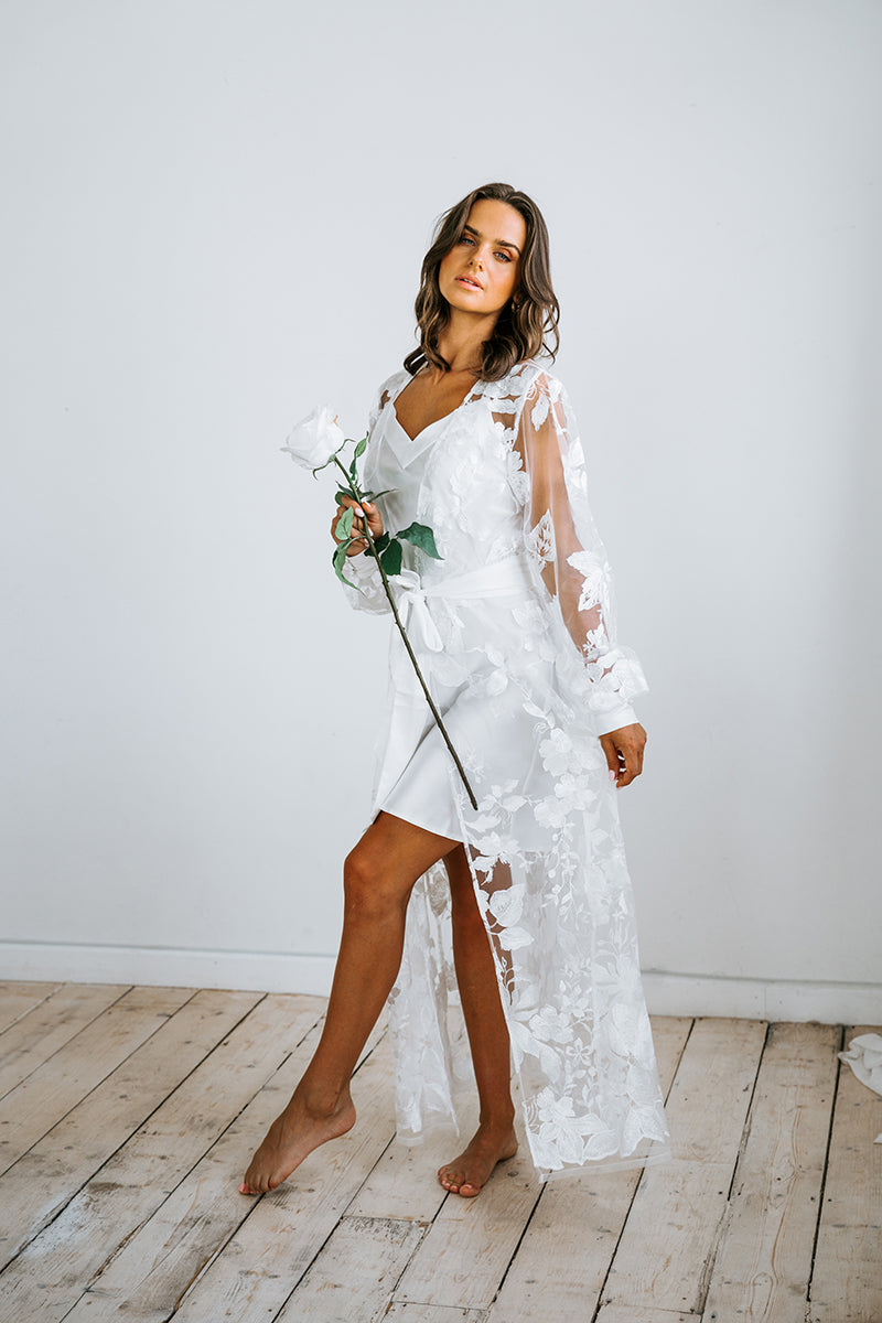 Floral Lace Bridal Robe | Bridal Robes Australia | Wedding Robe