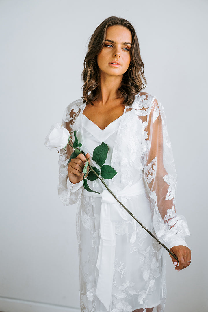 Floral Lace Bridal Robe | Bridal Robes Australia | Wedding Robe