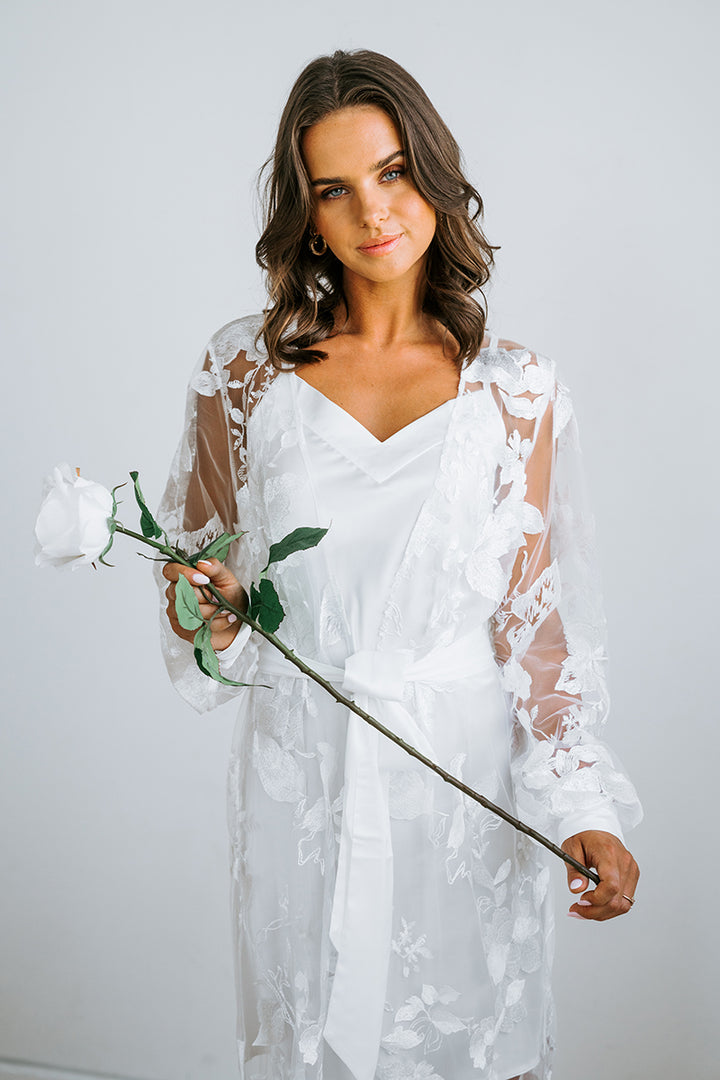 Floral Lace Bridal Robe | Bridal Robes Australia | Wedding Robe