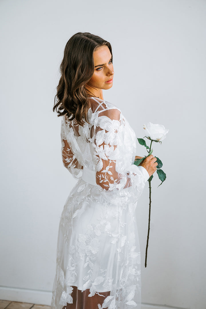 Floral Lace Bridal Robe | Bridal Robes Australia | Wedding Robe