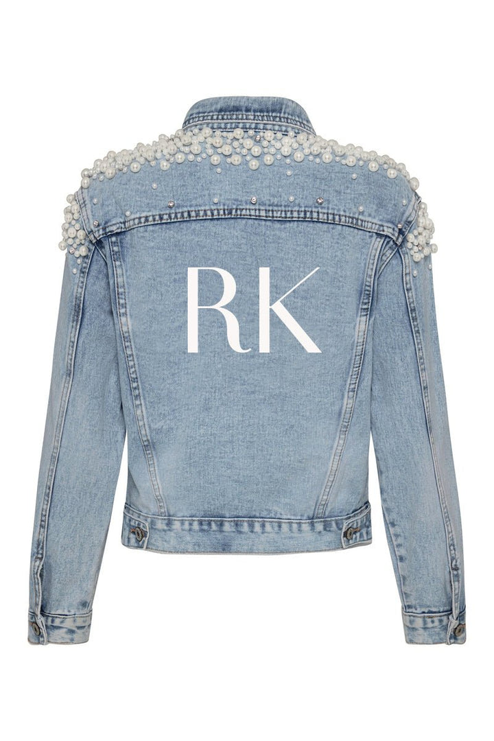 Monogram Denim Jacket with Pearls