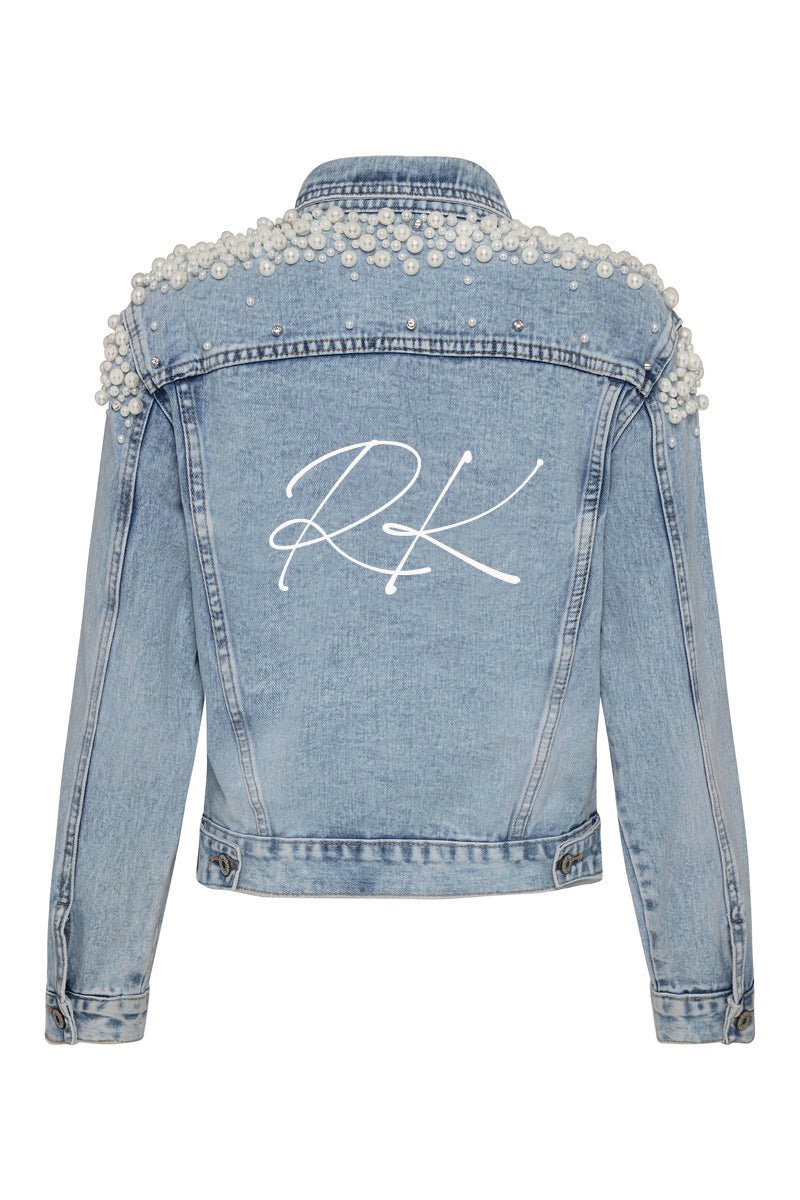 Monogram Denim Jacket with Pearls